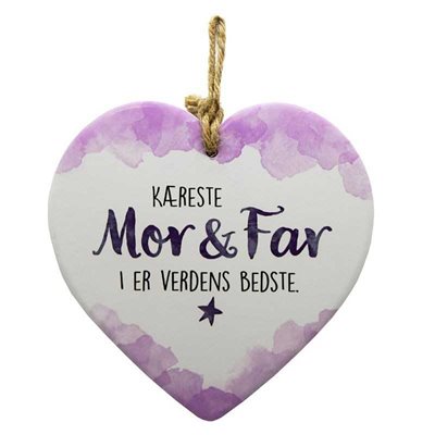 Kemramikhjerte mor og far 15,5 x 15,5 cm