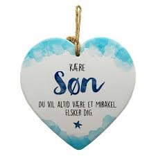 Kemramikhjerte søn 15,5 x 15,5 cm