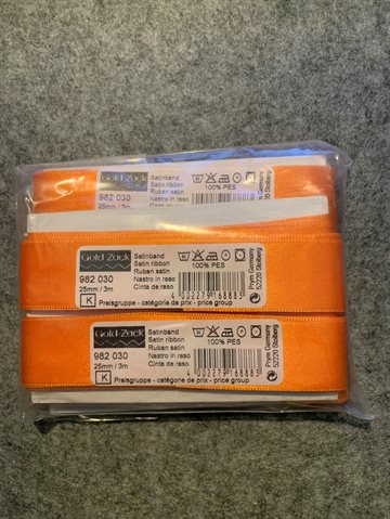 Satinbånd 15mm 3m Orange 5 pak