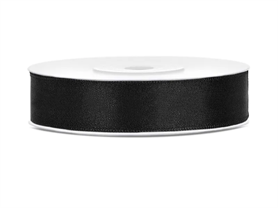 Satin Ribbon, black, 12mm/25m