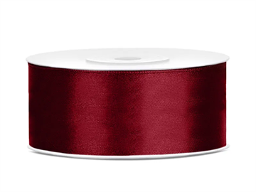 Satin Ribbon, deep red, 25mm/25m