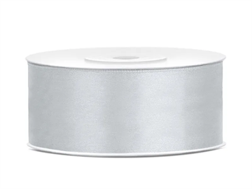  Satin Ribbon, silver, 25mm/25m