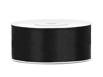 Satin Ribbon, black, 25mm/25m